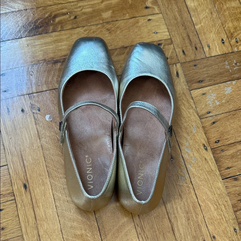 Vionic Metallic Gold Mary Jane Flats - Picture 3 of 3